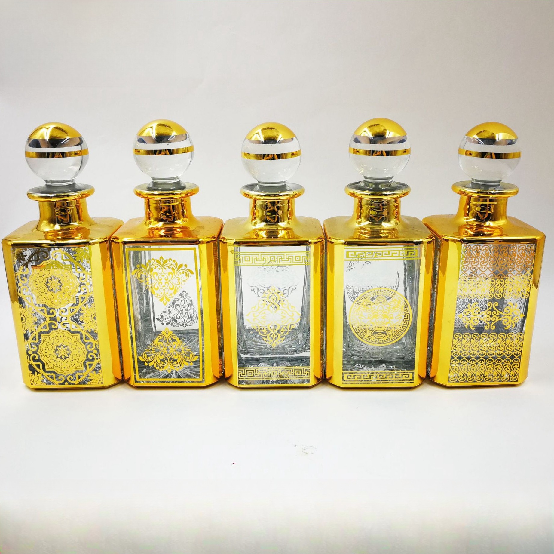 250ml UV雕刻分装空瓶 玻璃瓶 散装香水空瓶 镀金香水陈列瓶