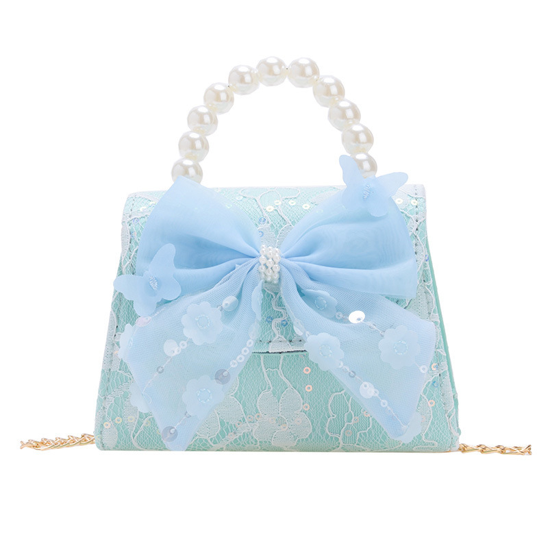 Bonito pequeño viento de la princesa viento bolso de perlas bolso de mano bolso de hombro para niños arco