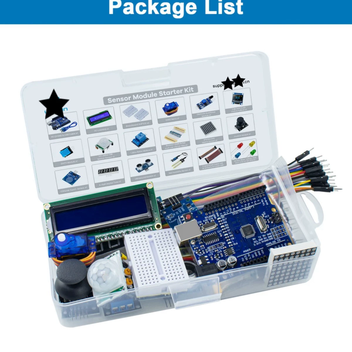 Набор для начинающих, совместимый с UNO R3 (Arduino), комплект SYB170, 18 компонентов, 0,15 кг