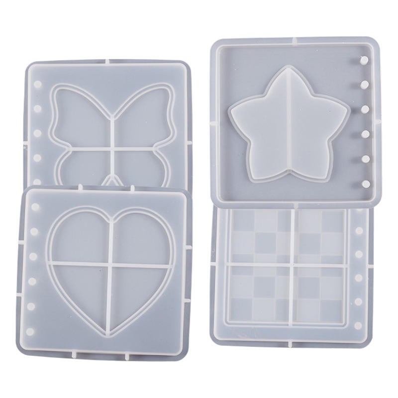 Cristal epoxi Quicksand cuaderno molde Quicksand estrella amor tablero de tablero rejilla cuaderno de silicona libre de sello de molienda