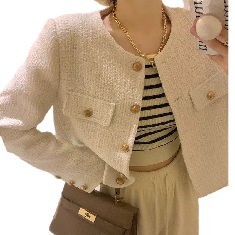 Короткая демисезонная куртка (стиль Chanel) женская, короткая твидовая, классический чёрный и элегантный белый
