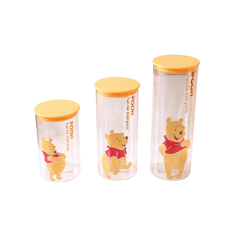 Tarro sellado de café de vidrio de oso de fresa Aperitivos de grado alimenticio Tarro de almacenamiento de dulces lindo de dibujos animados Tarro de regalo para niñas