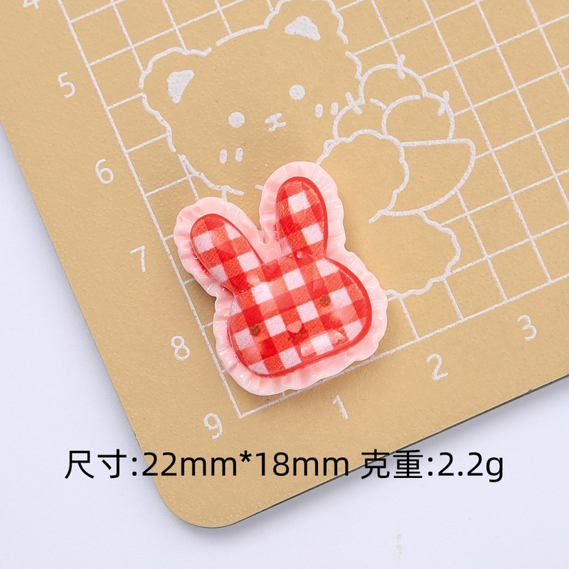红色格纹蝴蝶卡通可爱手工diy饰品奶油胶树脂小配件洞洞鞋扣材料|undefined