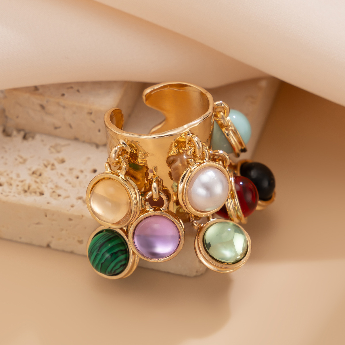 16g Weight Charm Rings Classification 1 Piece Quantity Holiday Occasion Alloy Material Geometric Pattern Women's Gender Plating Design Streetwear Style Streetwear Geometric Arylic Alloy Plating Women's Charm Rings 6