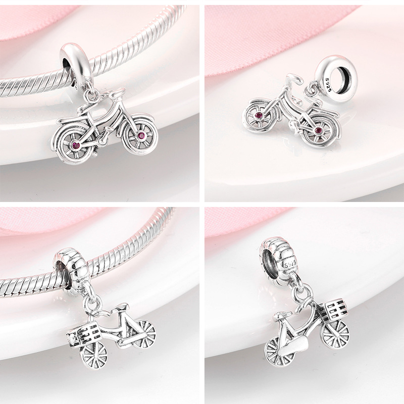 Cute Motorcycle Sterling Silver Inlay Zircon Pendants Jewelry Accessories display picture 2