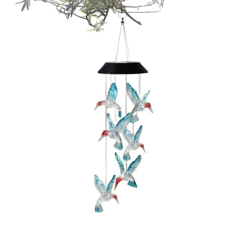 Новый уличный солнечный колибри Wind Chime лампа двор цветная атмосфера декоративная лампа кемпинг водонепроницаемая цветная LED-лампа
