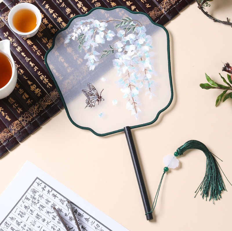 蘇州刺繍古典舞扇 刺繍両面扇子 舞踊漢服 中国風工芸扇 工場直販|undefined