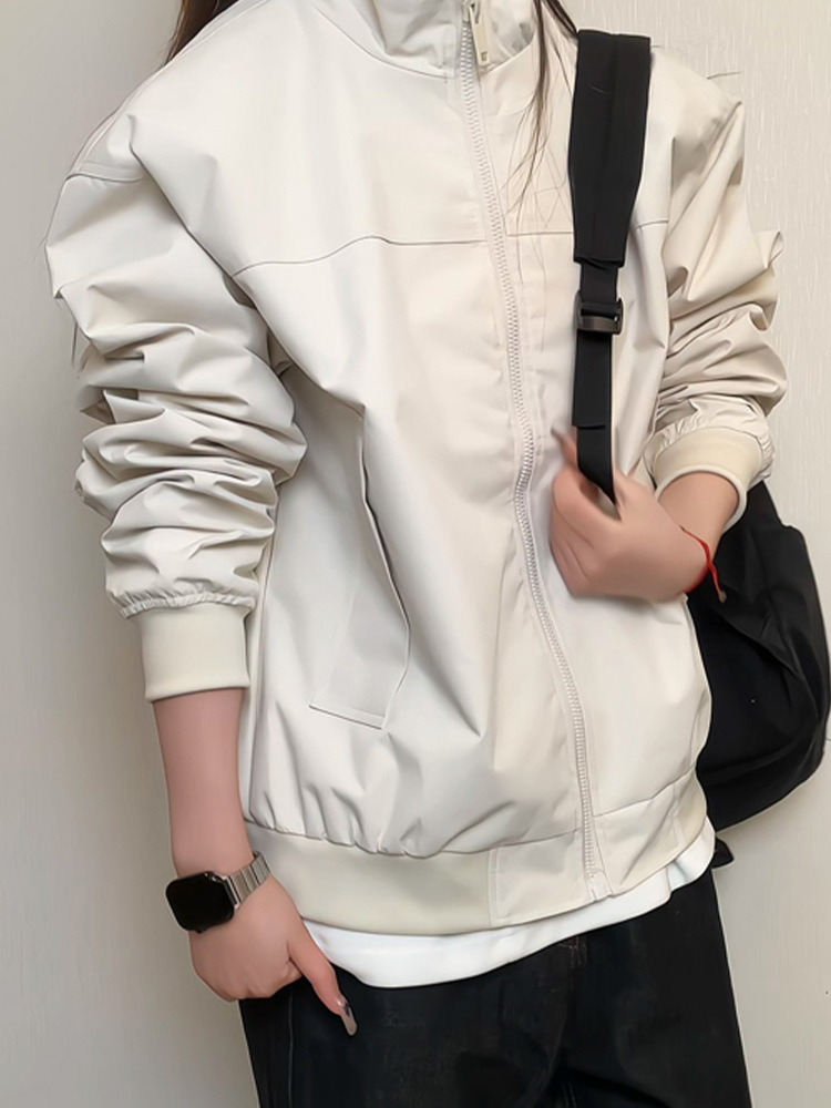 Men's Bomber Baseball Jacket Stand Collar Flight Denim Coat_voghion.com