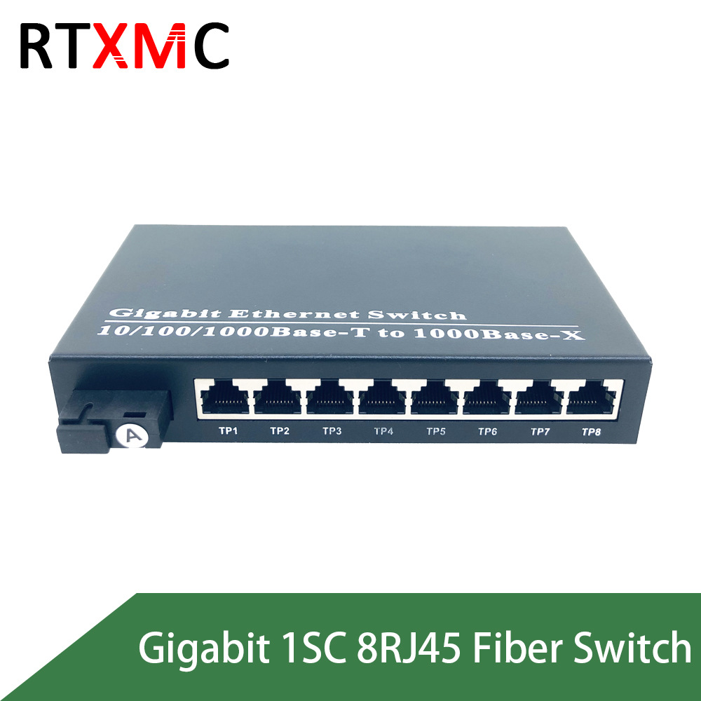 SC接口光电转换设备电信级千兆1光8电单模单纤光纤收发器