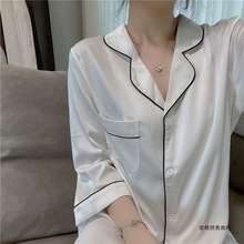 白色衬衫裙女性感韩版宽松睡裙女夏季仿真丝中袖睡衣女夏天家居服