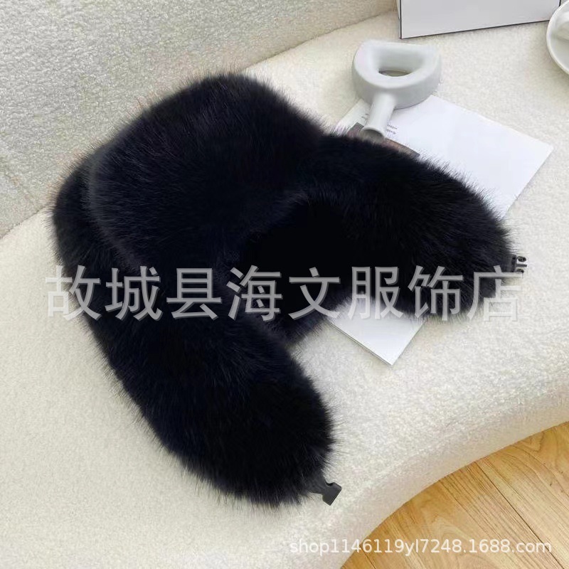 全毛毛雷锋帽女加厚保暖防风帽仿皮草狐狸毛风雪帽护耳帽子冬季|undefined