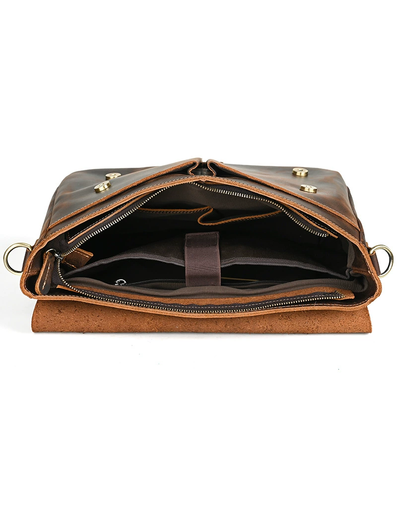 Leather retro handheld purse, one-shoulder bag, laptop, cowhide, genuine leather, business version