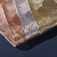 New Chinese-style PVC hollow irregular texture dinner mat, Tencel solid color gold-plated lightweight luxury heat-insulating table mat