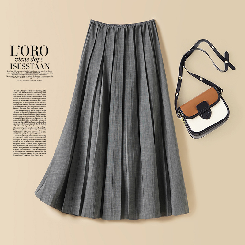 Gray Textured Pleated Skirt, Umbrella Skirt for Women, New Summer A-Line Skirt, Trendy and Very Attractive Half-Length Skirt