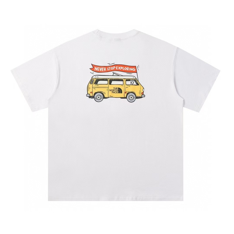 NTノースフェイスの純綿Tシャツの正しいバージョン、男性と女性用、カップル向けの同じスタイル、トレンディなプリント、幅広で多用途、カジュアル半袖|undefined