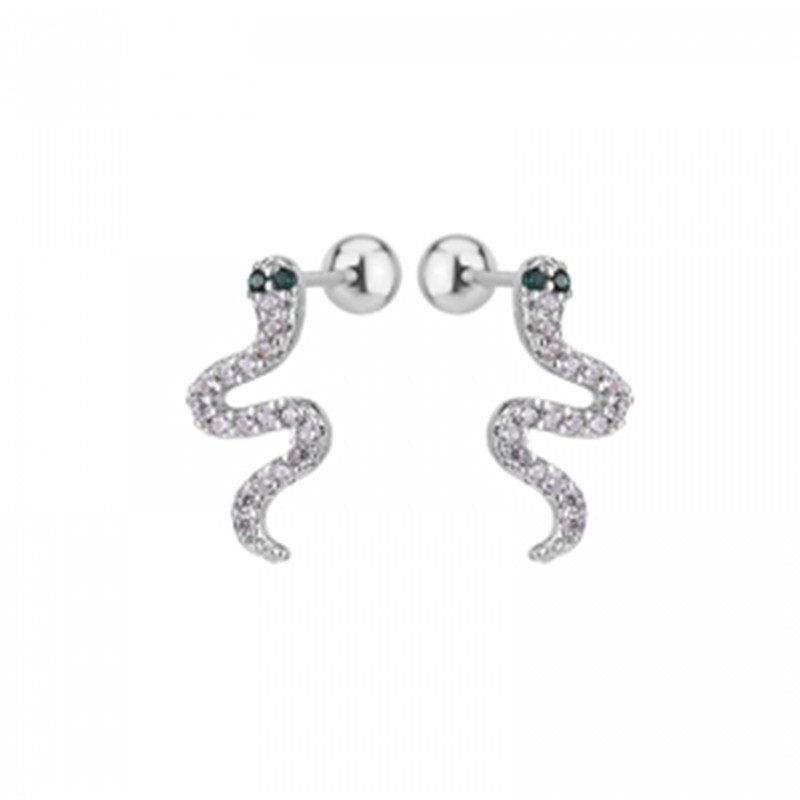 Pendientes de Serpiente con Diamantes Brillantes Personalizados Coreanos para Mujer, Joyería de Estilo Urbano Moderno al por Mayor