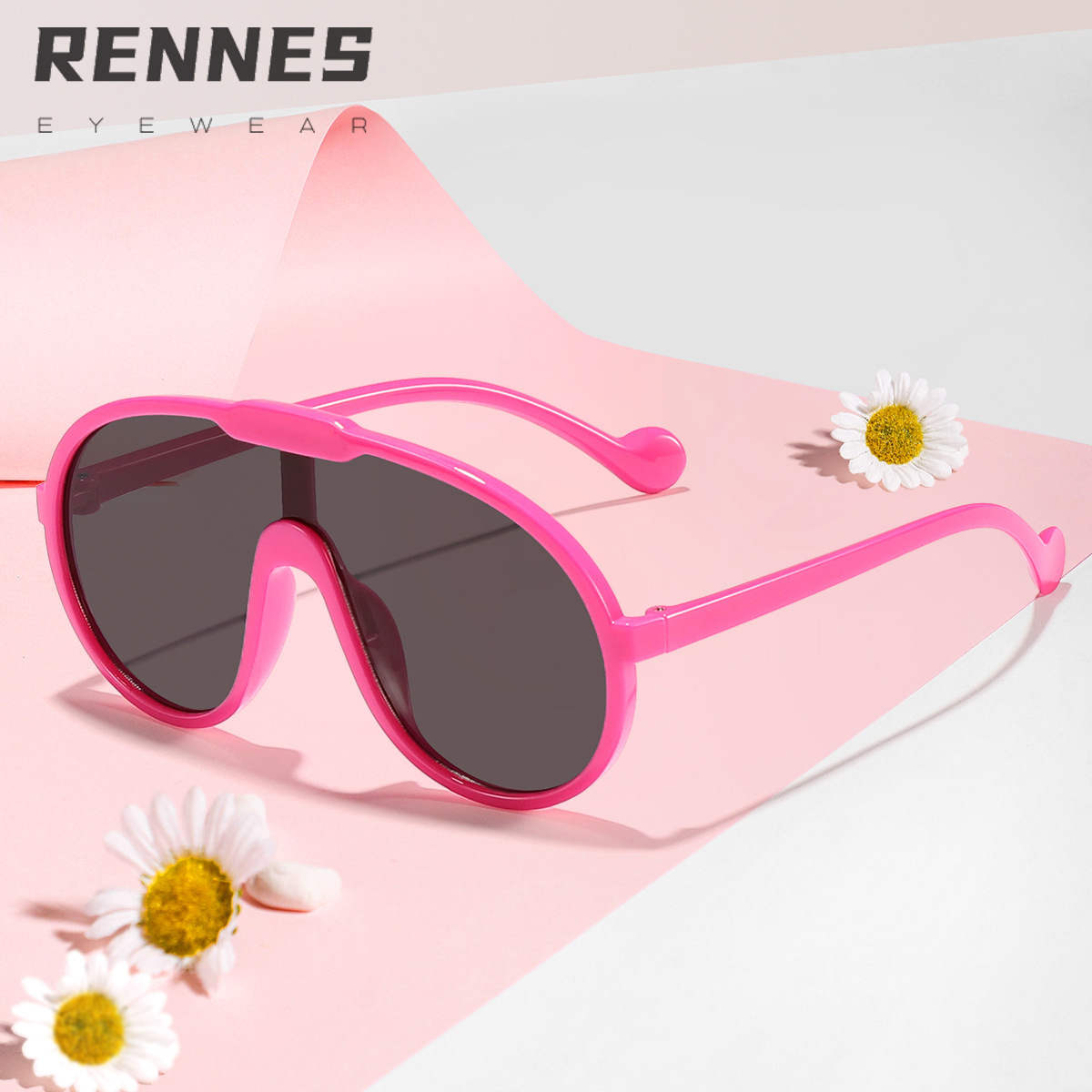 2024 Gafas de sol de protección ocular deportivas personalizadas de una pieza de montura grande para niños Gafas de sol de sapo europeas y americanas