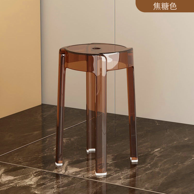 透明亚克力塑料凳子特厚收纳凳现代简约可叠放家用加厚网红椅子|undefined