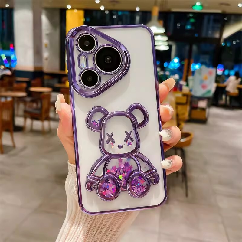 Huawei Mate70pro 流砂バイオレントクマ携帯電話ケース Puro70pro 電気メッキ x200 落下防止保護カバーに適しています。|undefined
