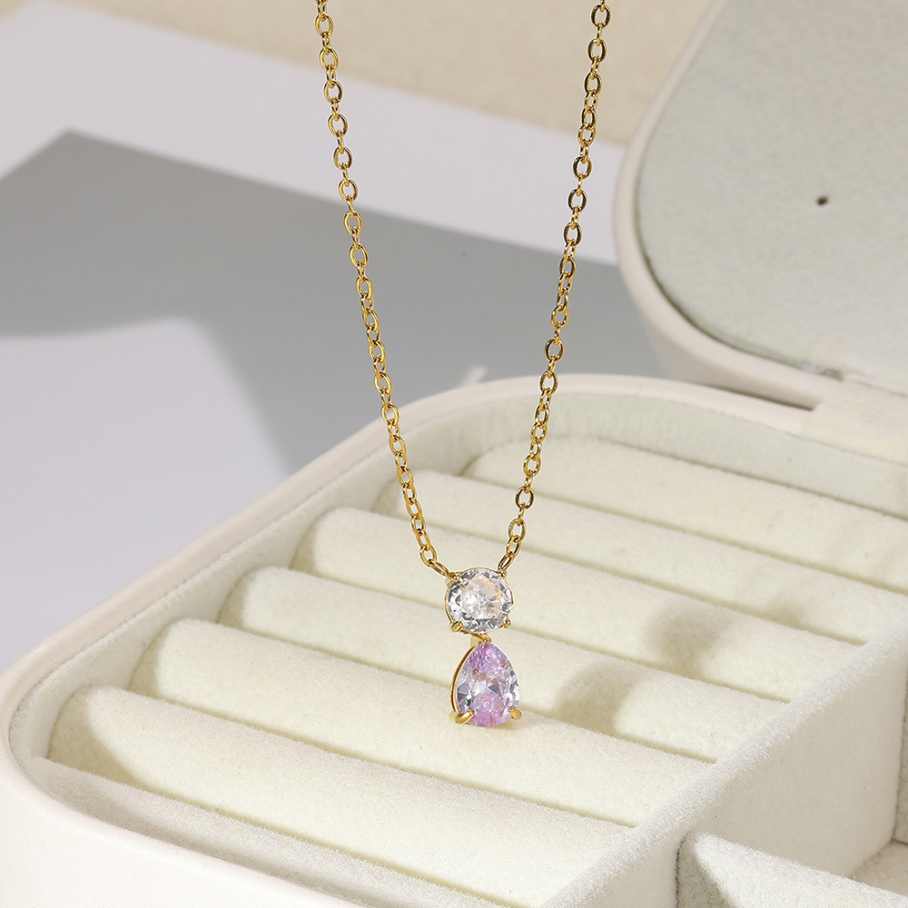 5g Weight 0.03µm-0.05µm Gold Plating Thickness PVD Coated Gold Plating Process Lobster Trigger Clasp Closure Clasp Closure Type Real Gold Plated Plating Material 304 Stainless Steel Pendant Material Birthstone Inlay Material Pendant Necklace Classification 304 Stainless Steel Chain Material cable chain Chain Type 1 Piece Quantity Holiday, Daily Occasion 304 Stainless Steel Material Water Droplets Pattern Women's Gender Vacation, Classic Style Style Waterproof Non Tarnish, Inlay Craft PVD Coated Real Gold Plated Water Droplets 304 Stainless Steel Vacation Classic Style Waterproof Non Tarnish 304 Stainless Steel Lobster Trigger Clasp Closure Pendant Necklace 5