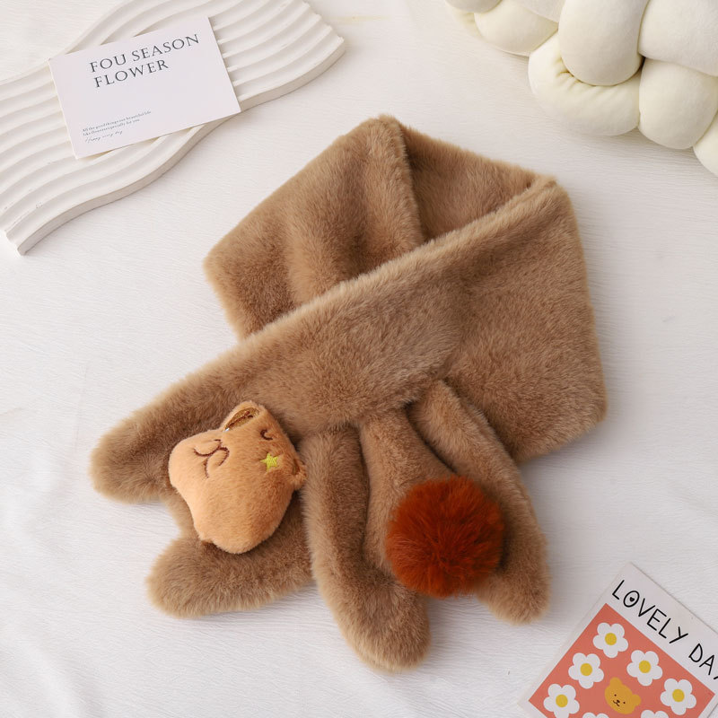 Cute Kapibara Plush Scarf for Men and Women in Winter 2025 New Thickeneded Cold-Proof and Warm Versatile Cartoon Scarf