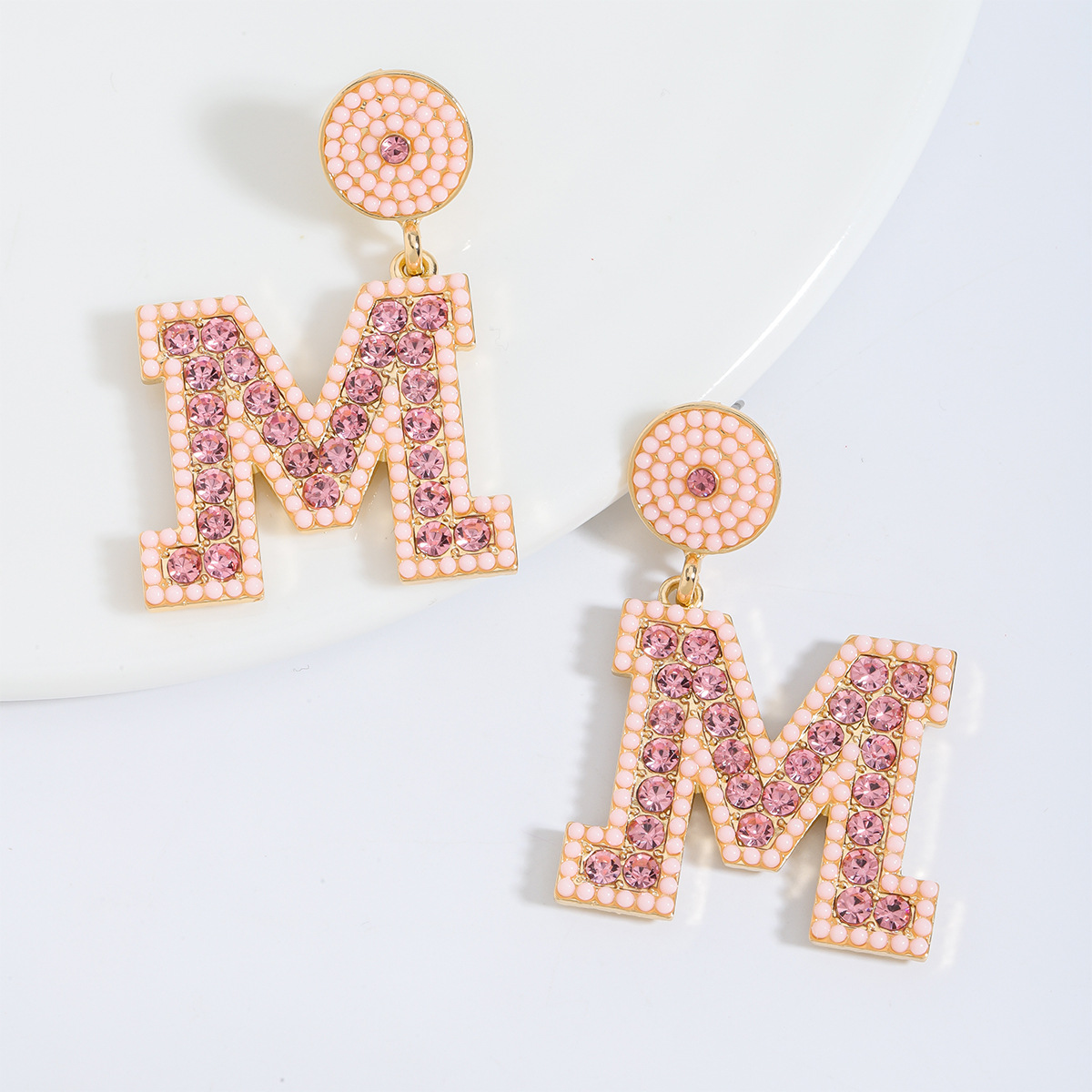 1 Pair Basic Modern Style Classic Style Letter Inlay Alloy Rhinestones Drop Earrings display picture 19