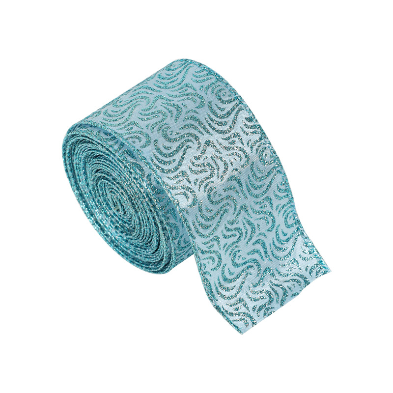 Navidad nuevo 6,3 cm arco azul ELK patrón imitación Lino cinta hierro alambre borde DIY arco cinta