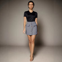 短款穿搭日系包臀直筒半裙 格子设计高级感气质小个子女夏半身裙