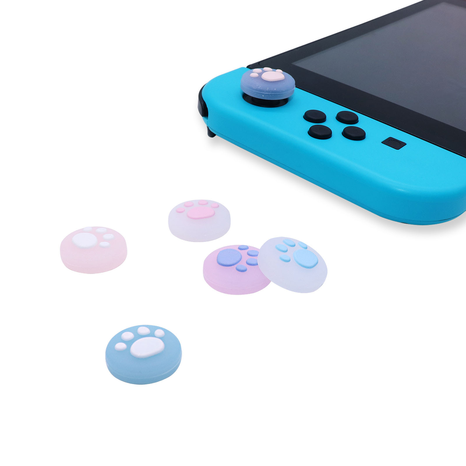 NS mango jalea gato pie funda de silicona interruptor gato garra Rocker manga joycon tapa de botón