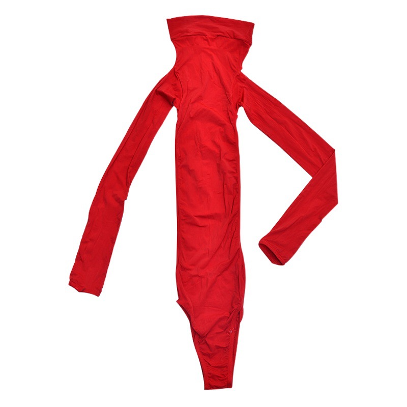 Traje de baño con medias de aceite Qing Homer, triángulo ultrafino, una pieza, sedoso, sexy, transparente, brillante, sexy, ropa interior de archivo abierto