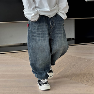 Boys' Fashion Jeans 2025 Autum New Kidsren's Korean Style Loose Pants for Kidsren and Middle-Aged Kidsren Spring and Autum Casual Pants