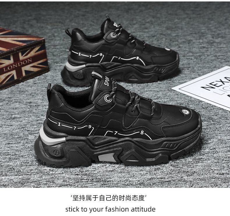 Giày sneaker nam da tổng hợp đế cao su gót thấp 1-3 cm, giày thể thao chạy bộ đế mềm tăng chiều cao — CCC10 màu trắng, CCC10 màu đen chi tiết 17