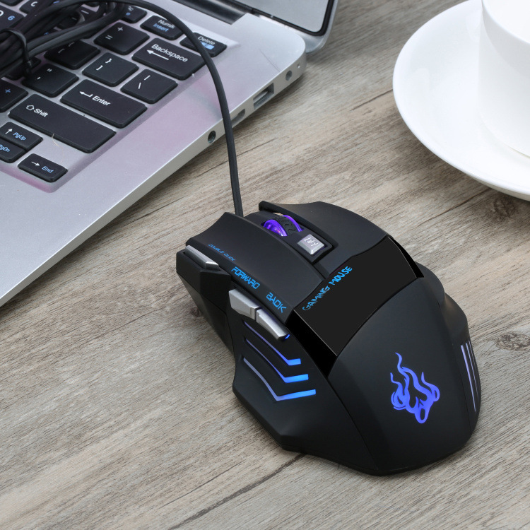 A908 Wired Mouse 7-Button Matte Texture Colorful Luminous Gaming Office 1.5 Meters_voghion.com
