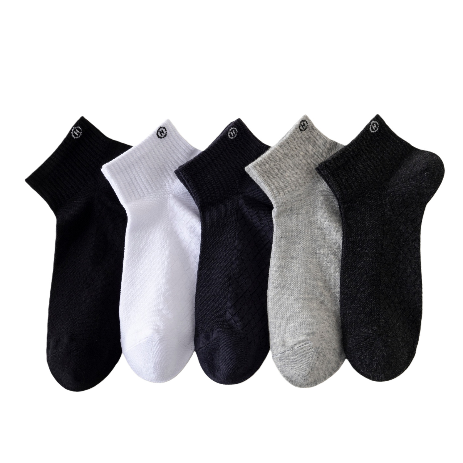 Calcetines de todo fósforo, absorbentes de sudor, transpirables, calcetines de algodón simples para hombres, calcetines deportivos para hombres, calcetines de red en blanco y negro de color sólido deportivo
