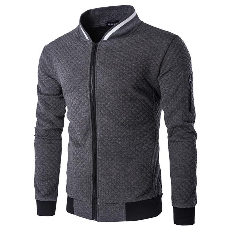 New 2022 Winter European and American Men's Sweatshirt, Breathable Short-Sleeve Cardigan, Long-Sleeve Trendy Youth Style with Stand Collar