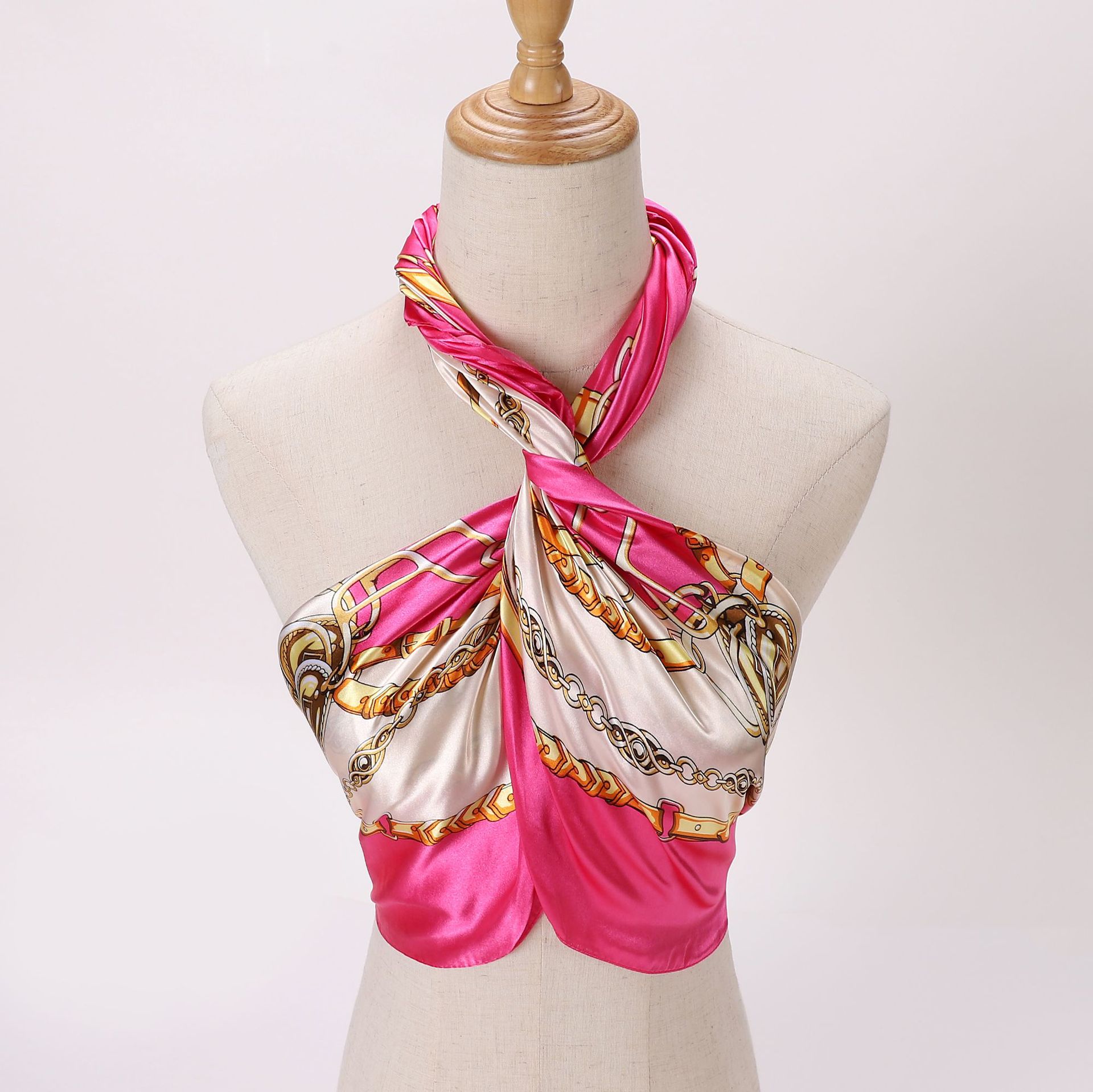 Women's Fashion Chains Print Satin Silk Scarves display picture 21