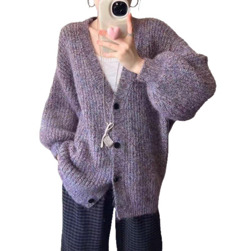 中长款毛衣外套女2025秋冬季新款宽松外穿慵懒风加厚针织开衫上衣|undefined