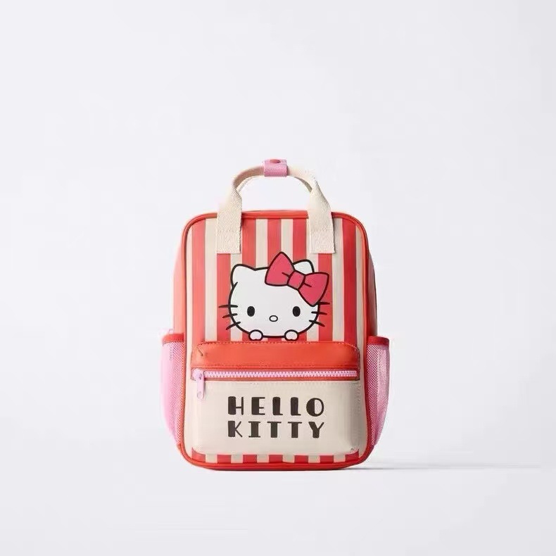 Z New Style Girls' Kitty Pattern Backpack Kindergarten Lightweight School Bag Boys and Girls Travel Small Bag