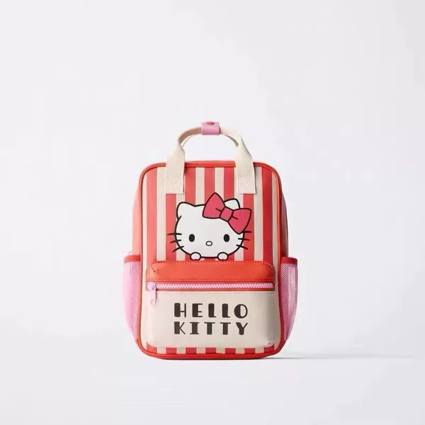 Z New Style Girls' Kitty Pattern Backpack Kindergarten Lightweight School Bag Boys and Girls Travel Small Bag