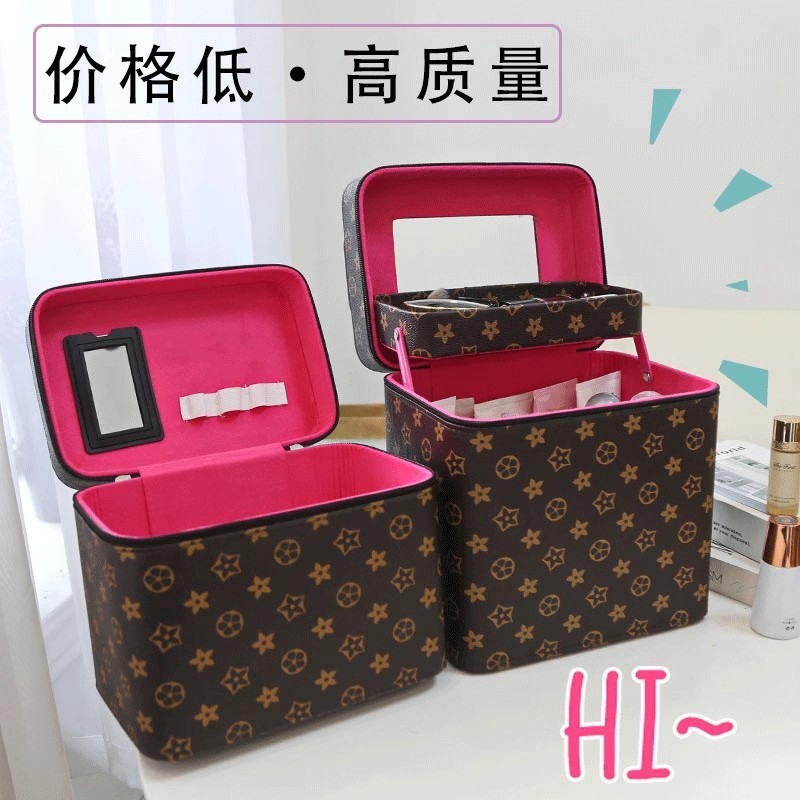 Bolsas de maquillaje europeas y estadounidenses transfronterizas de gran capacidad de alta calidad caja de maquillaje portátil de tres piezas conjuntos de exportación de caja de almacenamiento de cosméticos en línea