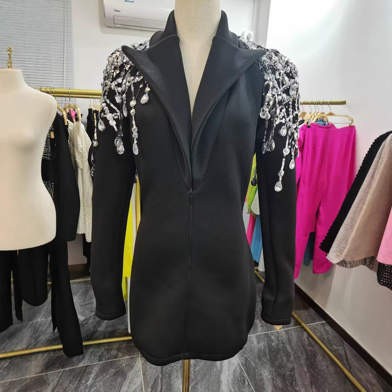 Promotional Price Plus 25% off European and American Foreign Trade Women's Long-Sleeve Elegant Dress Slim-Fit Cardigan Coat Dress for Women Promotional Price Plus 25% off European and American Foreign Trade Women's Long-Sleeve Elegant Dress Slim-Fit Cardigan Coat Dress for Women