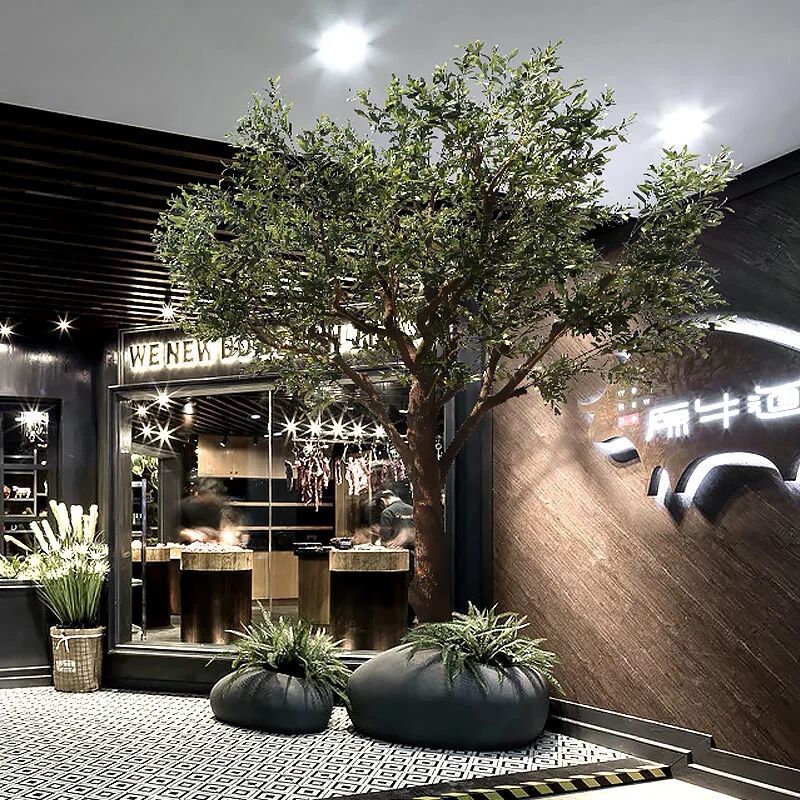 Olive de simulación artificial a gran escala Parque de atracciones Centro comercial Hotel Proyecto de paisajismo Decoración Árbol falso Olive de simulación