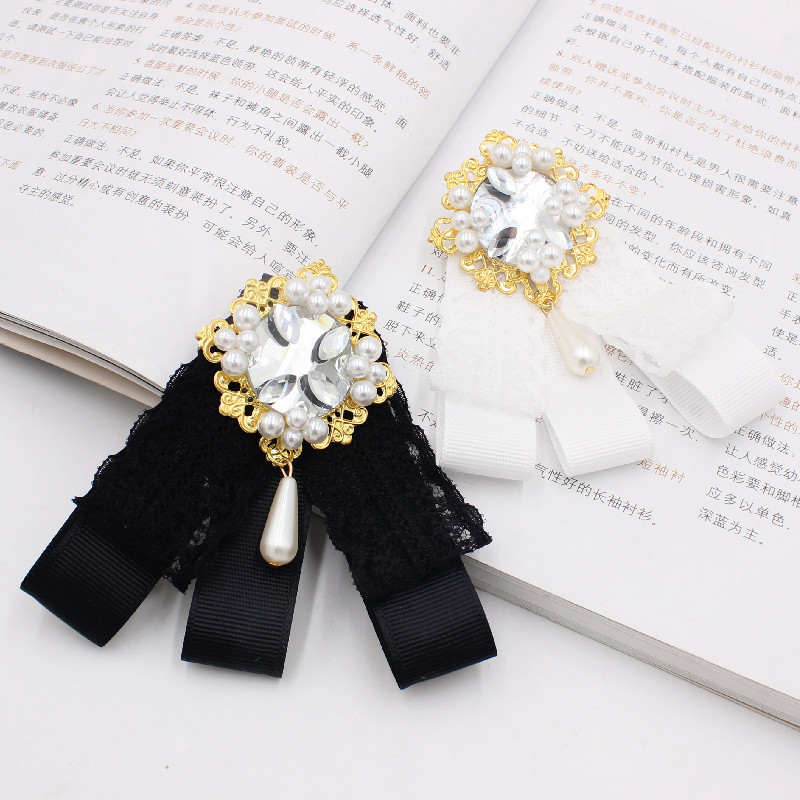 New diamond lace Korean bow tie wholesale business shirt decorative collar black white with TS223