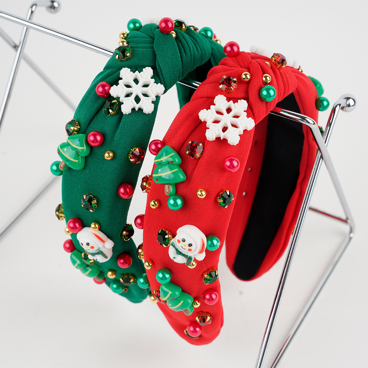 Kerst haarband met knoop versierd met strass en parels_voghion.com