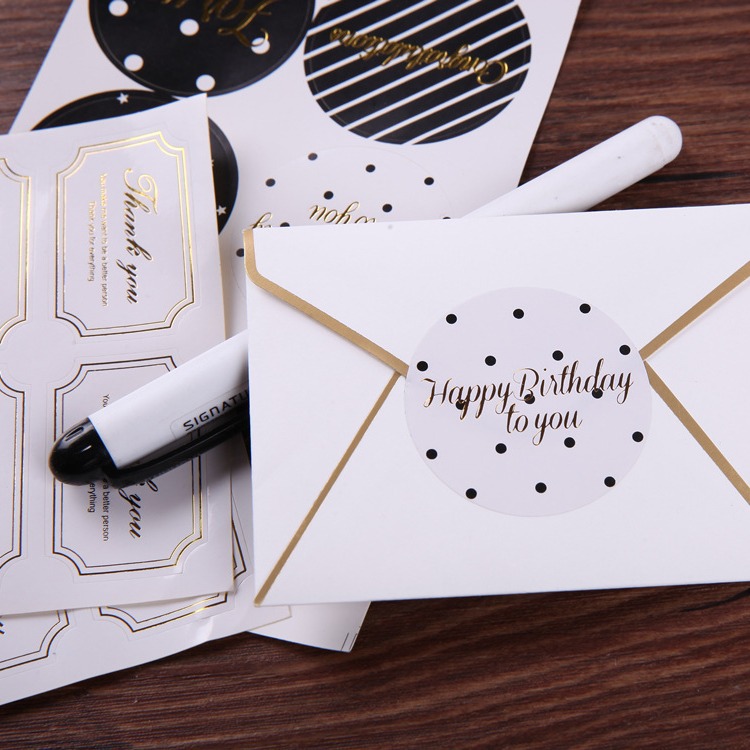 Estilo coreano creativo dorado gracias por bendición decoración etiqueta adhesiva regalo Día de San Valentín hornear Etiqueta de sellado