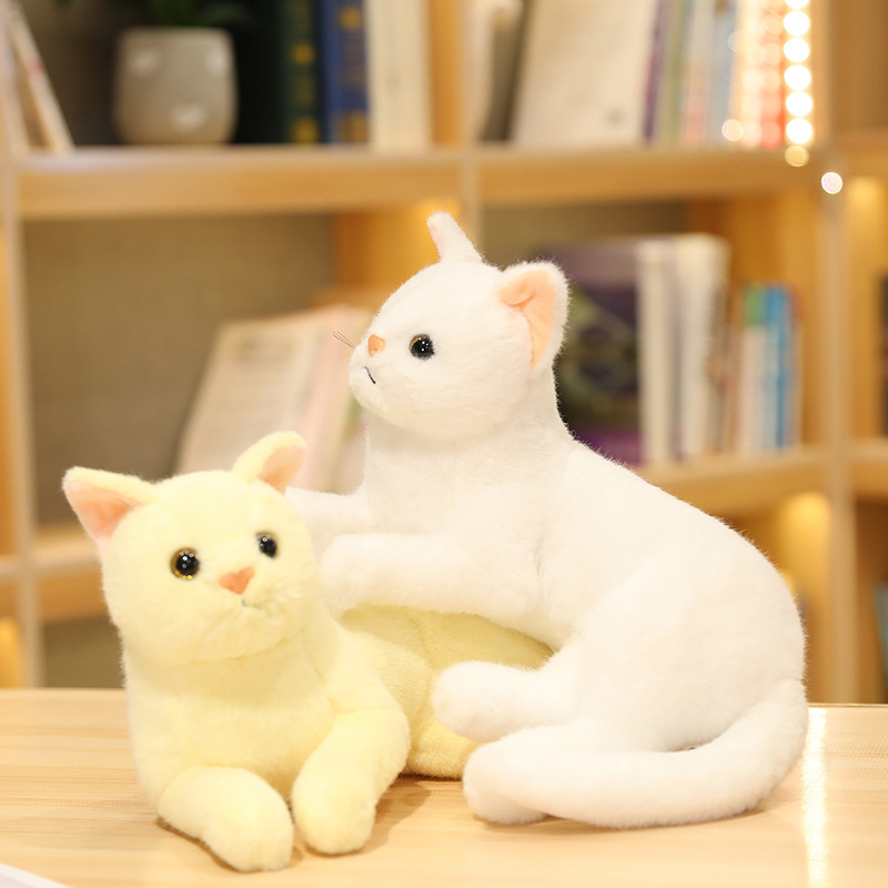 Muñeco de gato de simulación tumbado, muñeco de gatito, gato durmiendo lateral, juguete de peluche, decoración del hogar, regalo de punto escénico