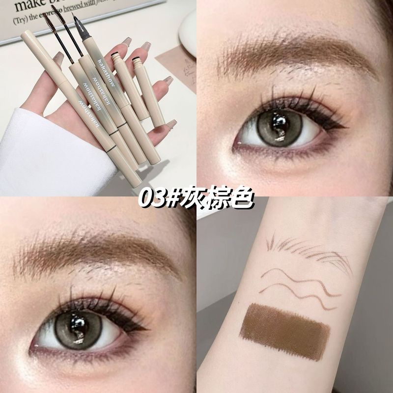 kakashow立体双头双效眉笔野生眉黑色防水持久立体丝滑显色染眉膏|undefined