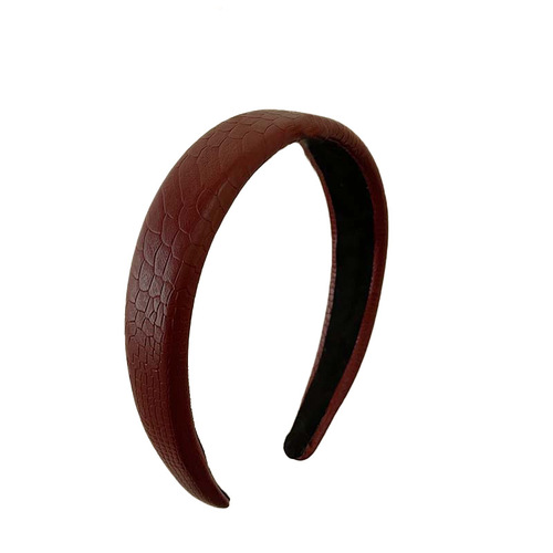 South Korea's new leather-textured headband burgundy niche texture retro Hong Kong style sponge high skull top zodiac year hair accessory for women