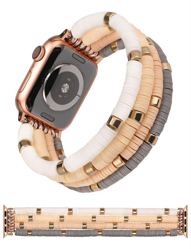 アップルのapple watchの腕時計の女性のかわいいファッションの多彩な弾力性の夏のビーチのビーズのブレスレットを適用します。|undefined