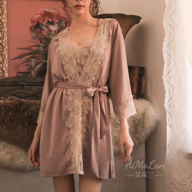 Women's Silk Summer Pajama Jacket / Short Bathrobe, Lifting Effect, One Size
